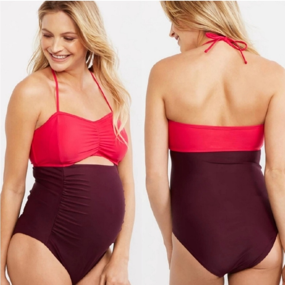 Colorblock Maternity Swimsuit